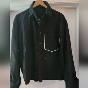 Zara Relaxed Fit Button Down Shirt Denim A6 Black Size L